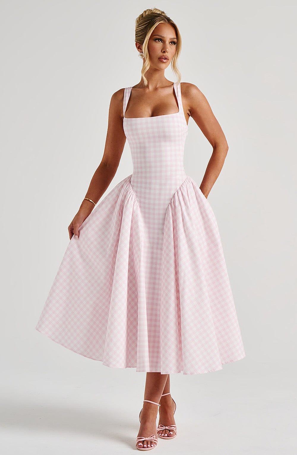 Midi Dress - Blush Gingham