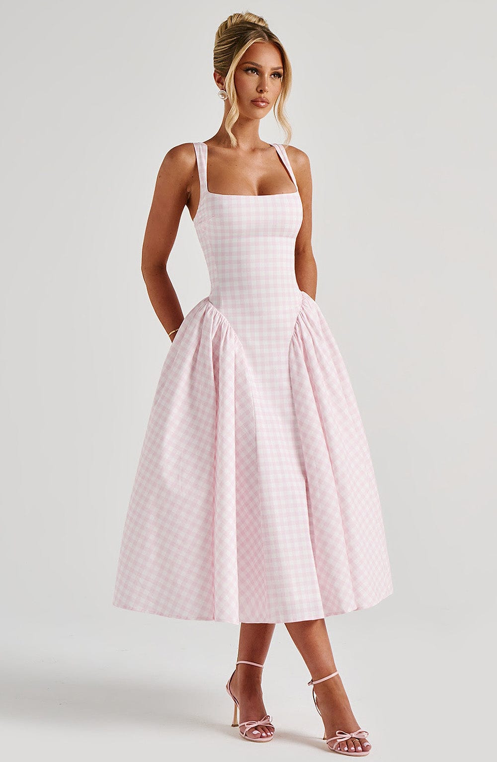 Midi Dress - Blush Gingham
