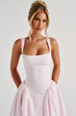 Midi Dress - Blush Gingham