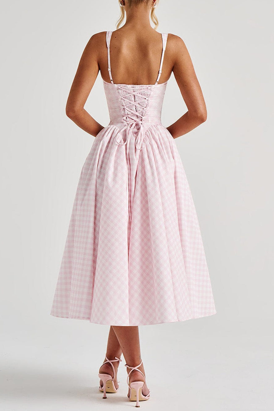 Midi Dress - Blush Gingham