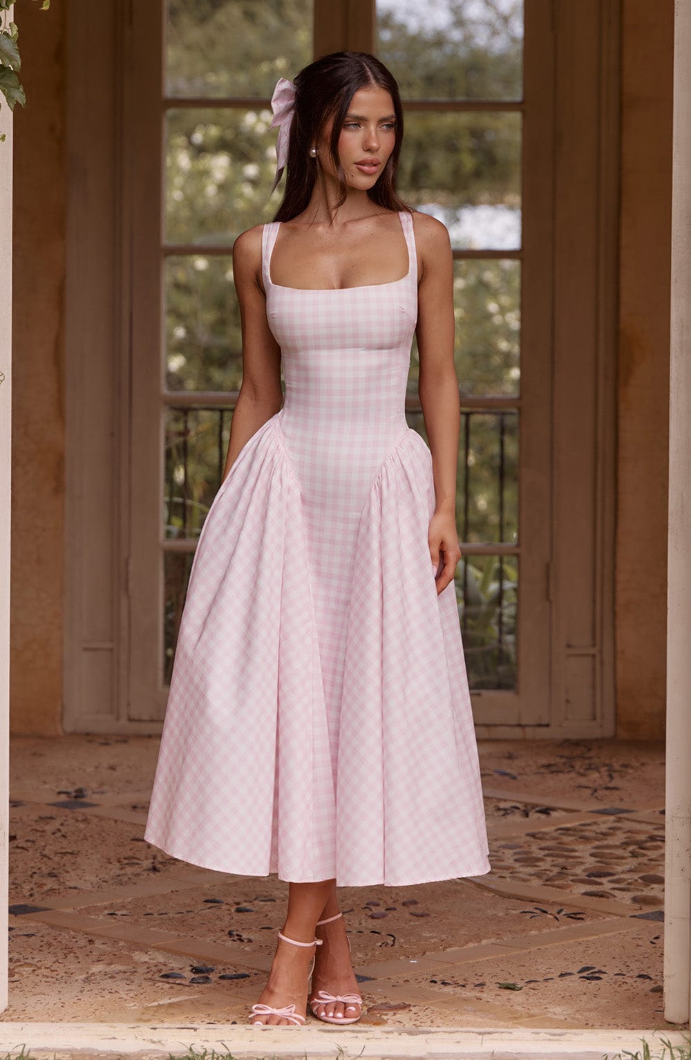 Midi Dress - Blush Gingham