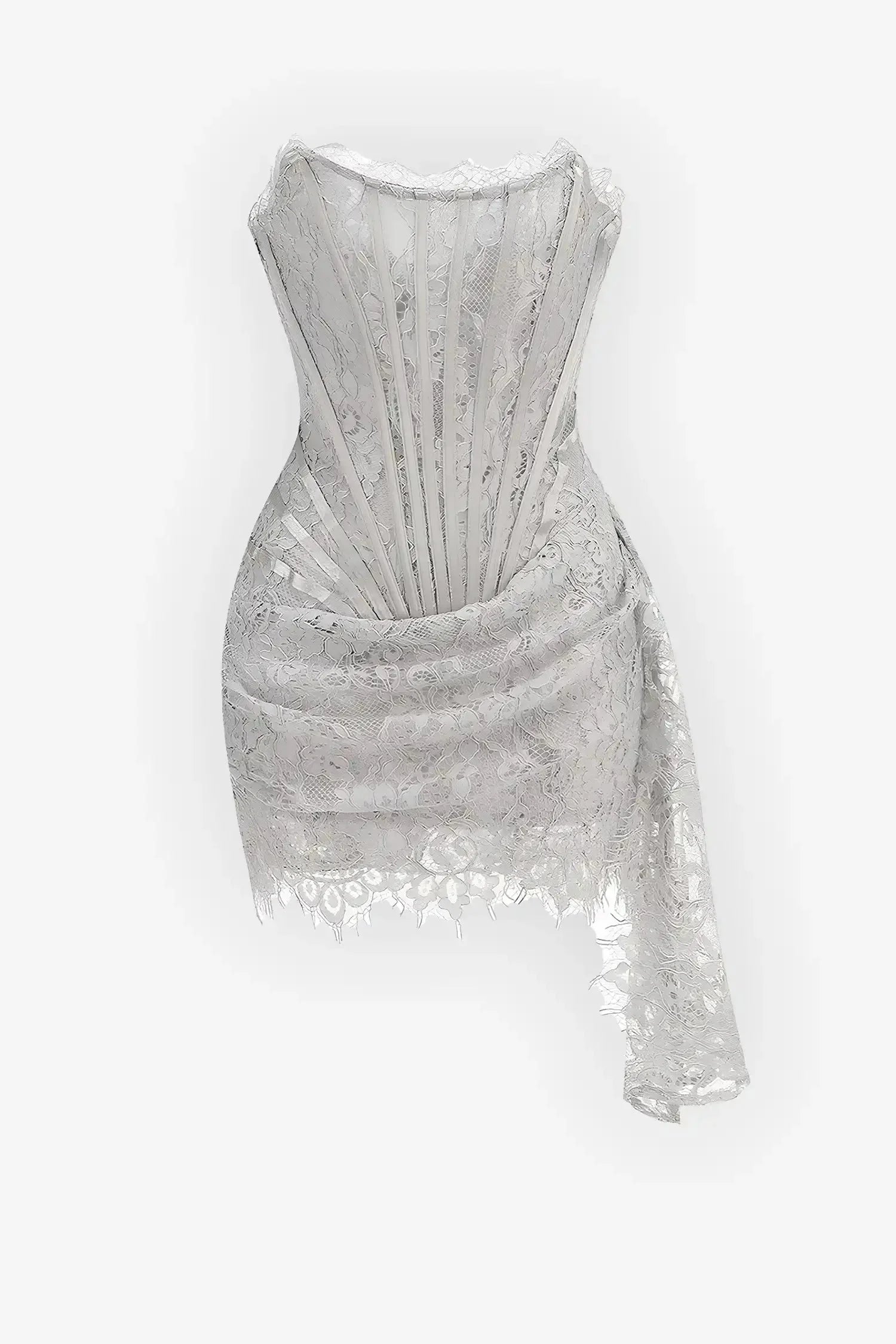 Silver Lace Corset Mini Dress