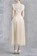 Floral Bodice Sleeveless Midi Dress in Beige