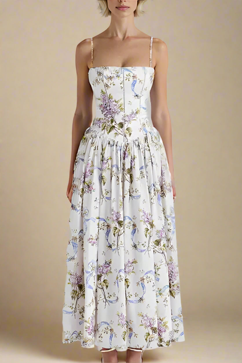 Midi Dress - White Floral