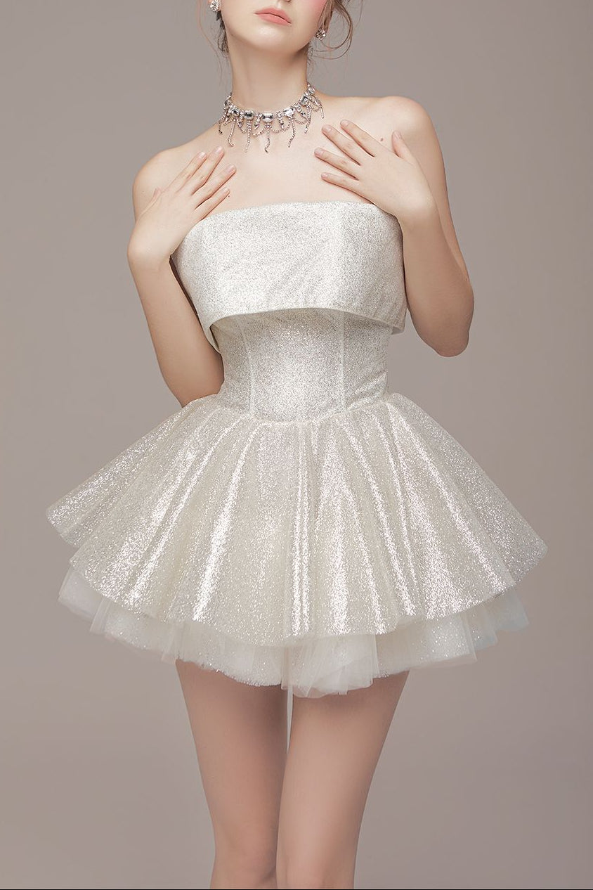 Mesh Mini Dress in Apricot