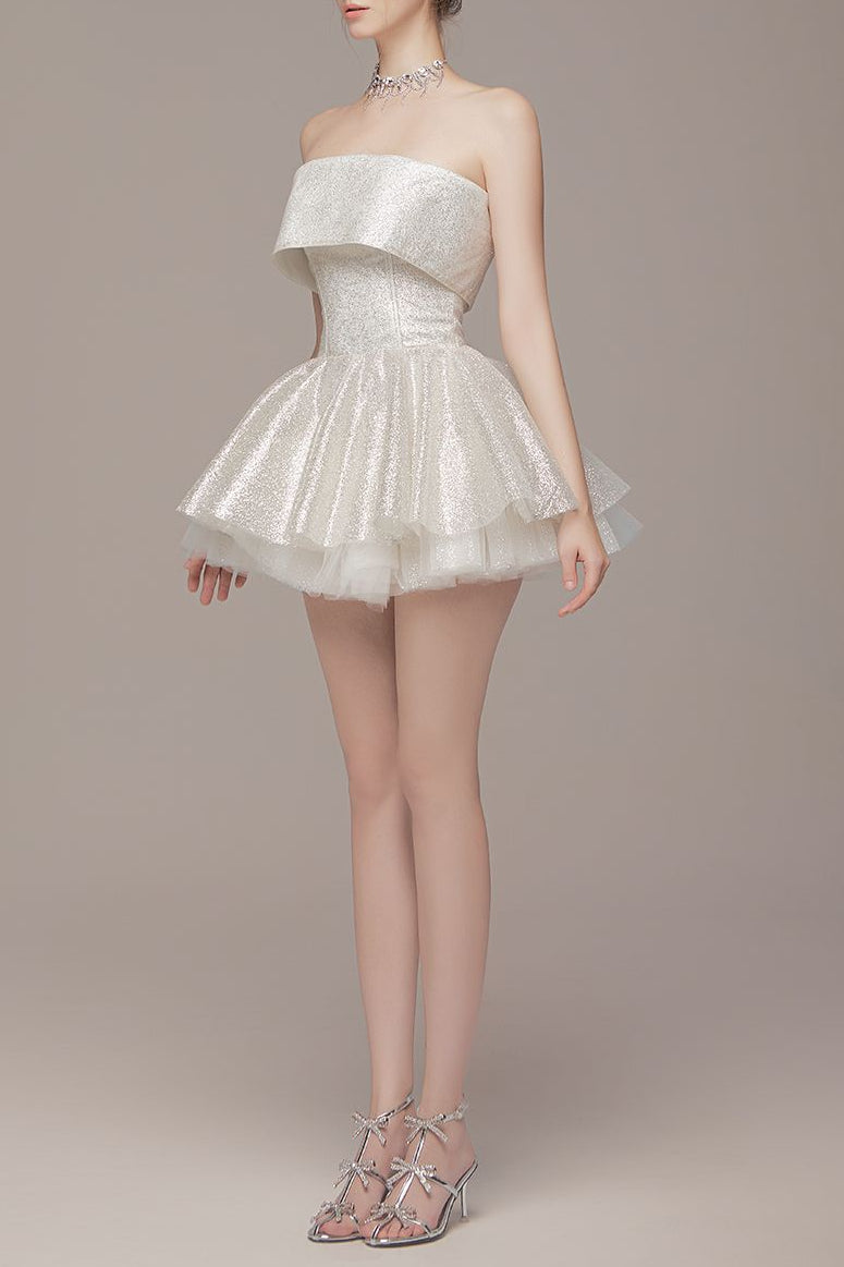 Mesh Mini Dress in Apricot
