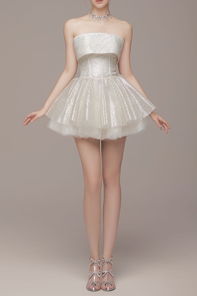 Mesh Mini Dress in Apricot