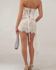 White Lace Corset Mini Dress