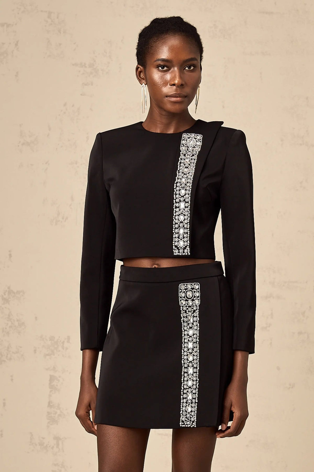 Crystal Embellishment Side Skirt & Top Set