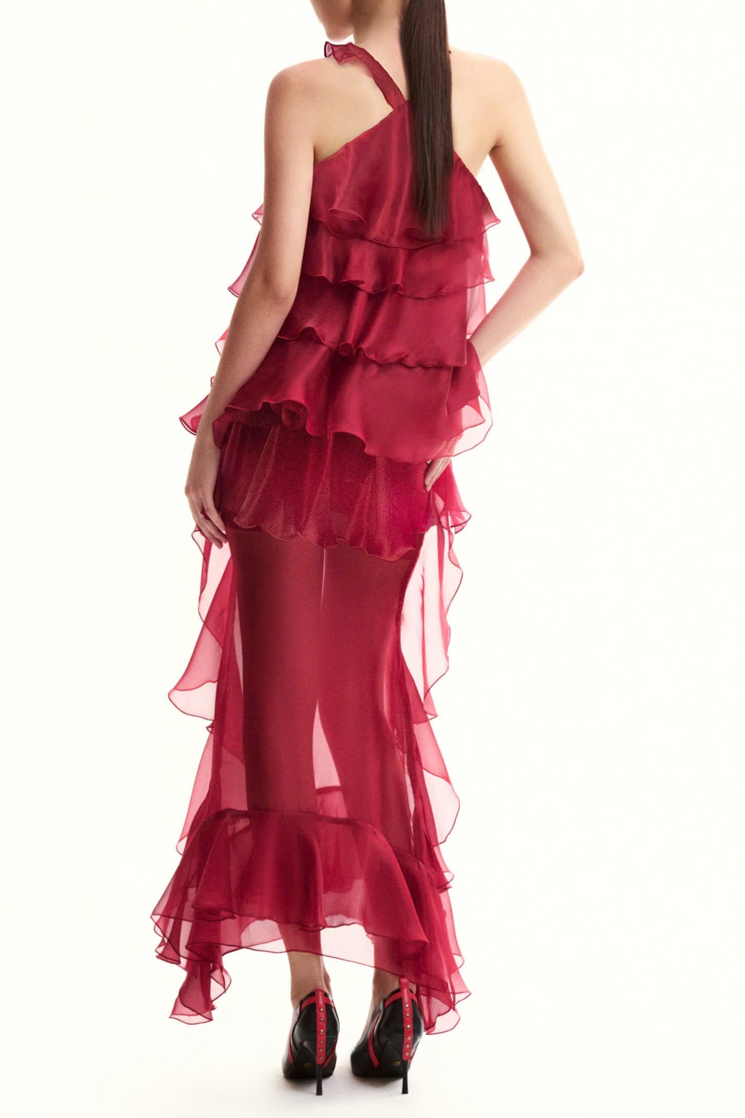 BeFloral Halter Ruffle Midi Dress