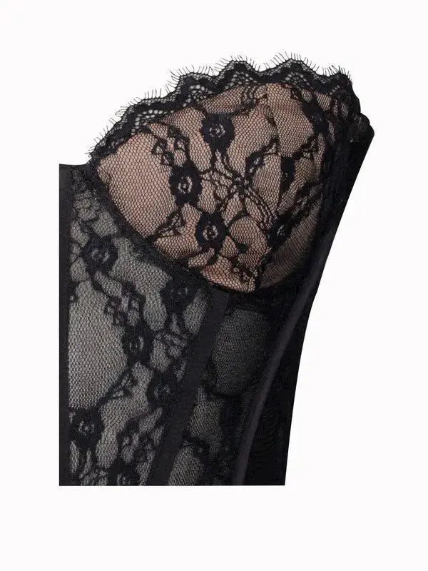 Black Lace Corset Maxi Dress